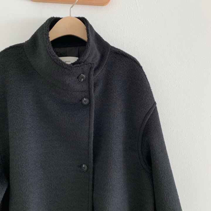 Cover - Korean Women Fashion - #momslook - High Neck Wool Coat - 12