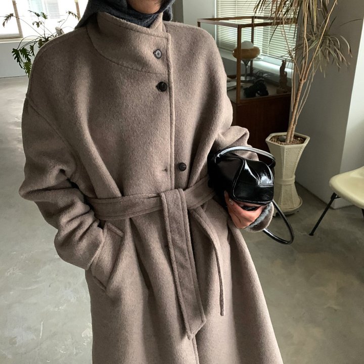 Cover - Korean Women Fashion - #momslook - High Neck Wool Coat - 2