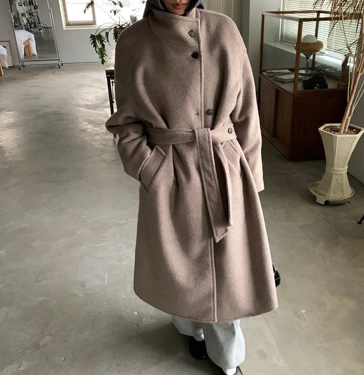 Cover - Korean Women Fashion - #womensfashion - High Neck Wool Coat - 4