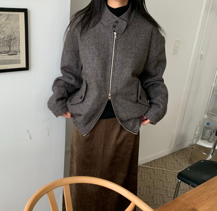 Cover - Korean Women Fashion - #momslook - Wool Herringbone Blouson - 3