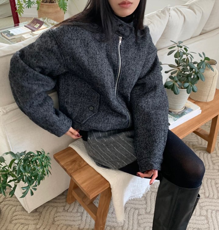 Cover - Korean Women Fashion - #momslook - Wool Herringbone Blouson - 5