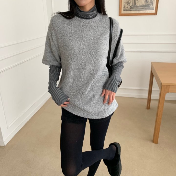 Cover - Korean Women Fashion - #momslook - Cozy Knit Short Sleeve Tee - 5