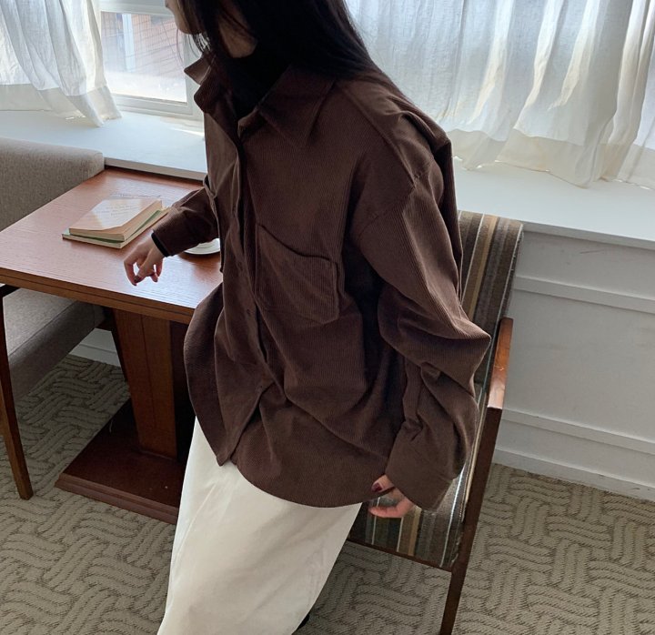 Cover - Korean Women Fashion - #momslook - Corduroy Loose Shirt