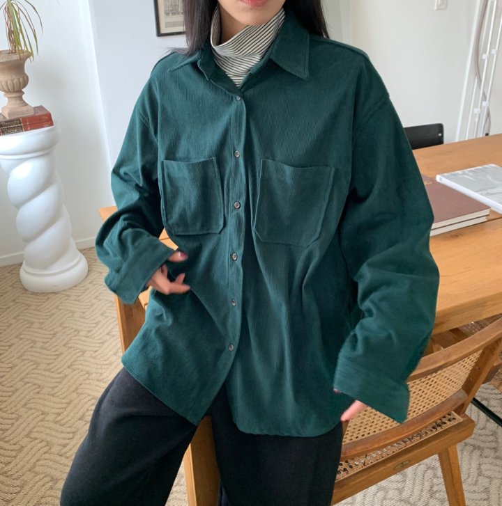 Cover - Korean Women Fashion - #momslook - Corduroy Loose Shirt - 3