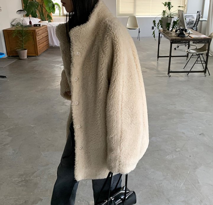 Cover - Korean Women Fashion - #momslook - Warm Soft Half Coat - 8