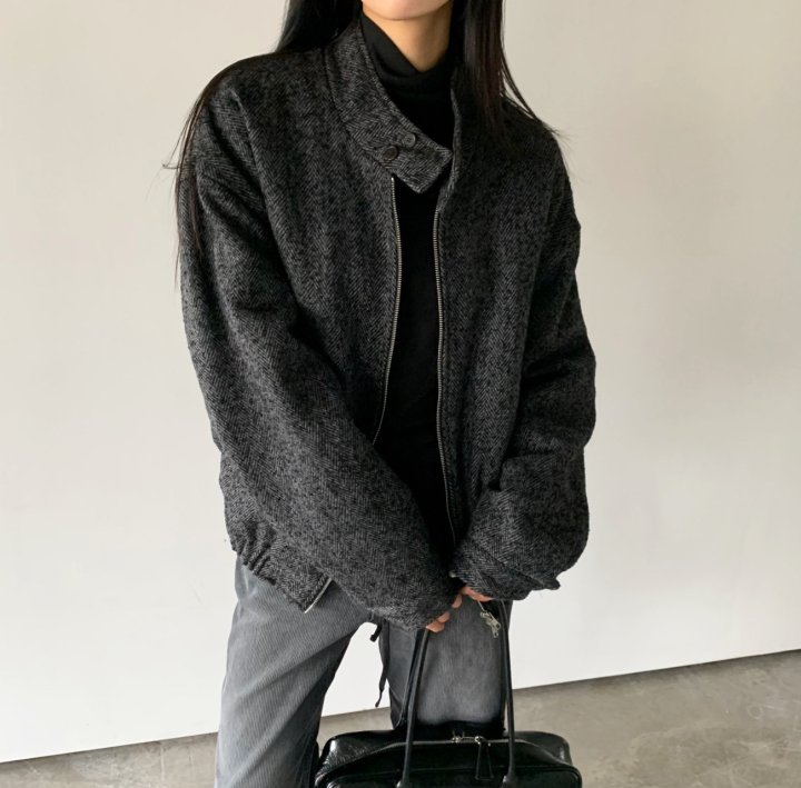 Cover - Korean Women Fashion - #momslook - Wool Herringbone Blouson - 5