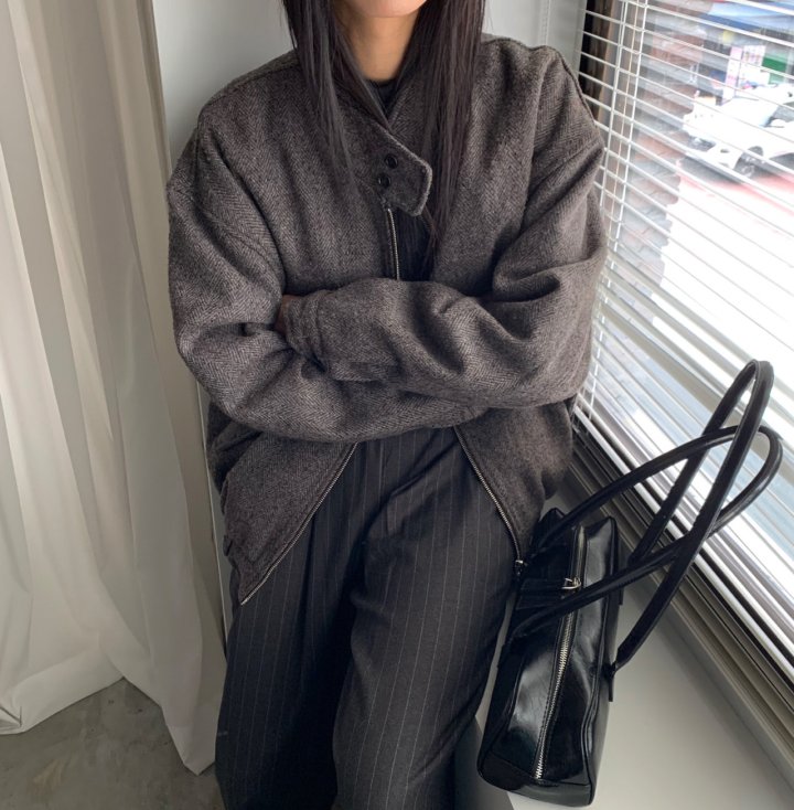 Cover - Korean Women Fashion - #momslook - Wool Herringbone Blouson - 7