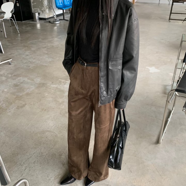 Cover - Korean Women Fashion - #pursuepretty - Fleece Suede Slacks