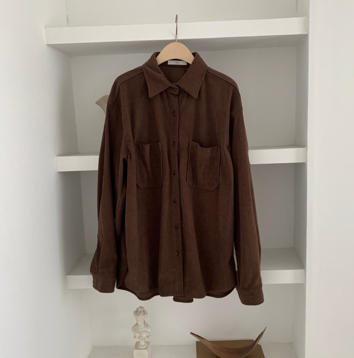Cover - Korean Women Fashion - #restrostyle - Corduroy Loose Shirt - 8