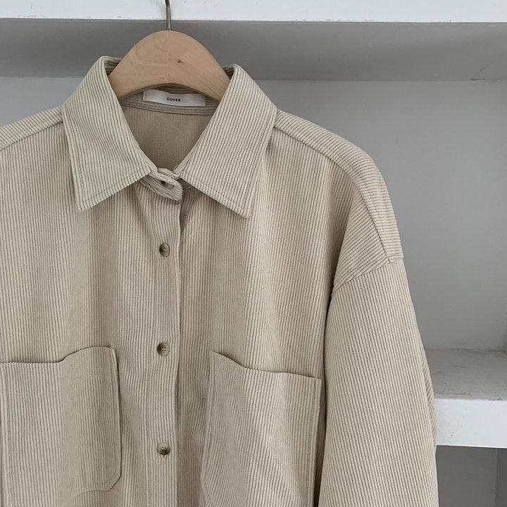 Cover - Korean Women Fashion - #romanticstyle - Corduroy Loose Shirt - 9