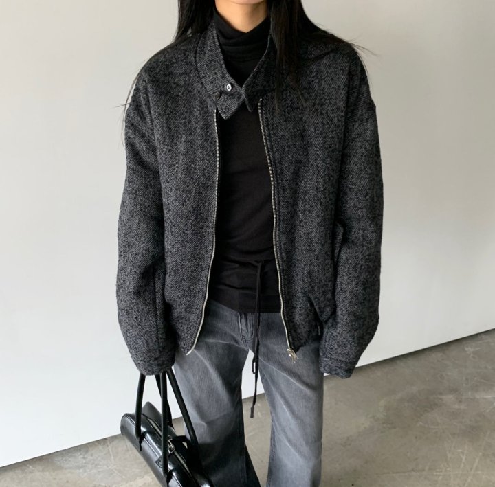 Cover - Korean Women Fashion - #romanticstyle - Wool Herringbone Blouson