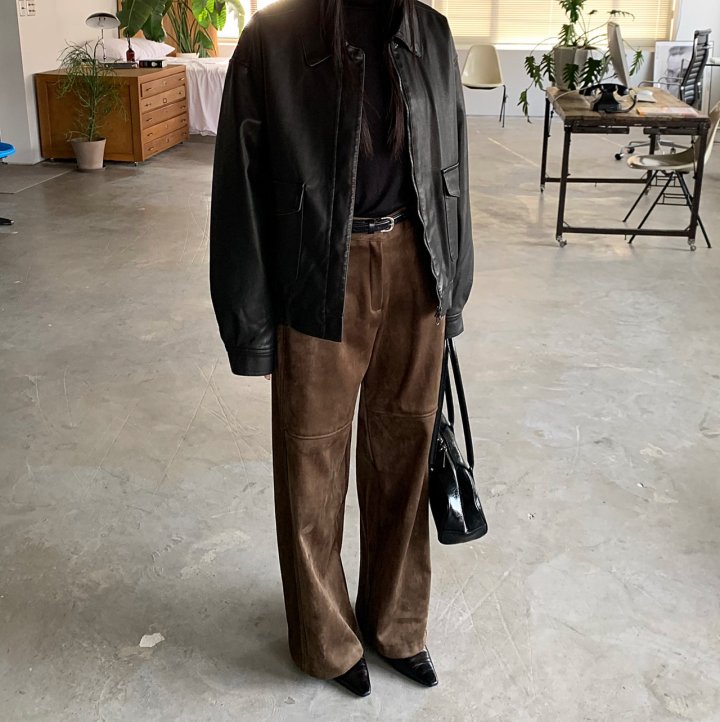 Cover - Korean Women Fashion - #romanticstyle - Fleece Suede Slacks - 4