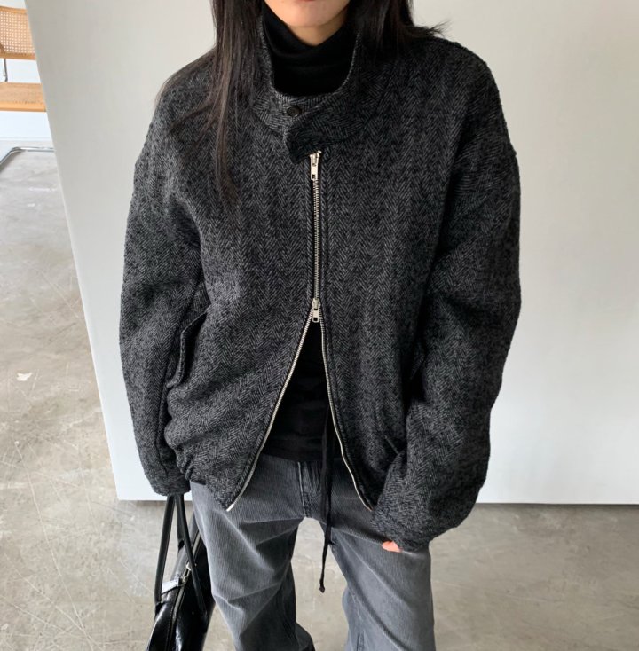 Cover - Korean Women Fashion - #shopsmall - Wool Herringbone Blouson - 2