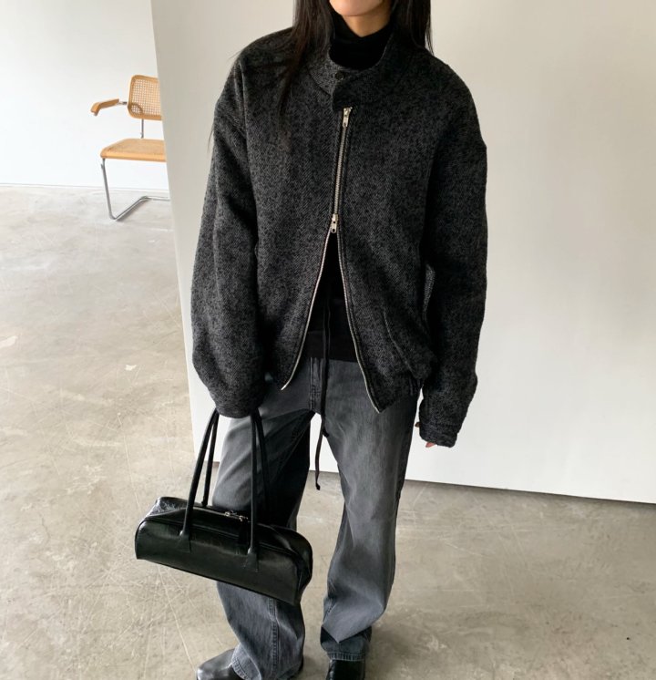 Cover - Korean Women Fashion - #thatsdarling - Wool Herringbone Blouson - 4