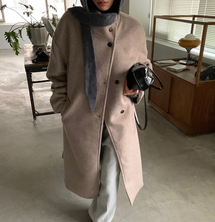 Cover - Korean Women Fashion - #womensfashion - High Neck Wool Coat - 5