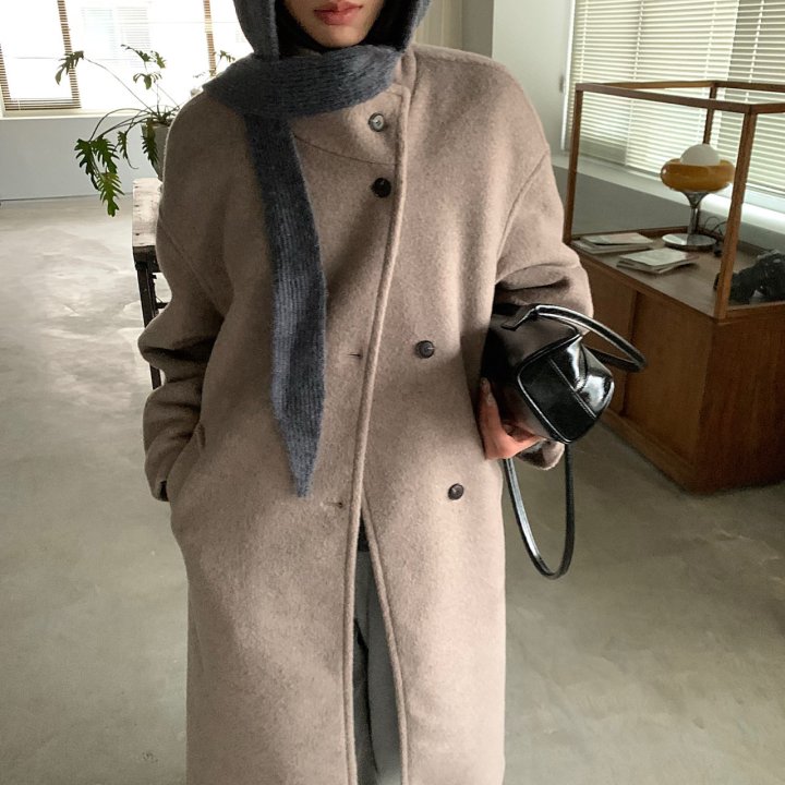 Cover - Korean Women Fashion - #womensfashion - High Neck Wool Coat - 7