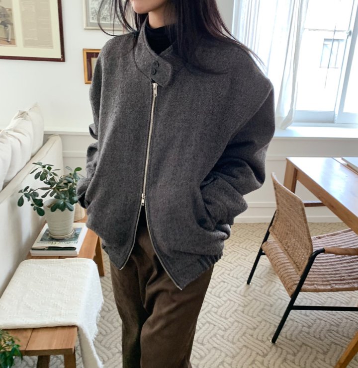 Cover - Korean Women Fashion - #womensfashion - Wool Herringbone Blouson - 2