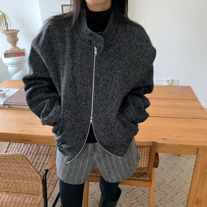 Cover - Korean Women Fashion - #womensfashion - Wool Herringbone Blouson - 6