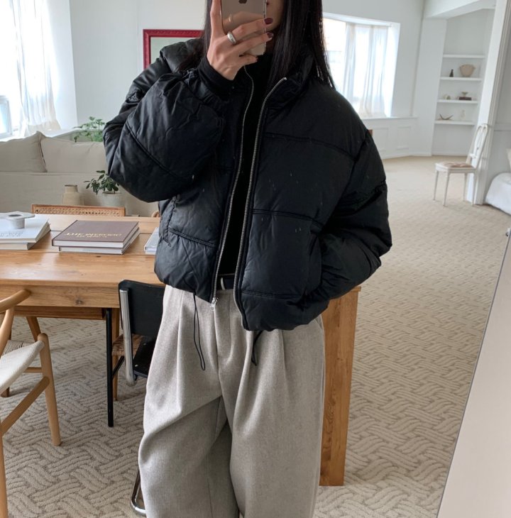 Cover - Korean Women Fashion - #momslook - Crop Padding Jacket - 4