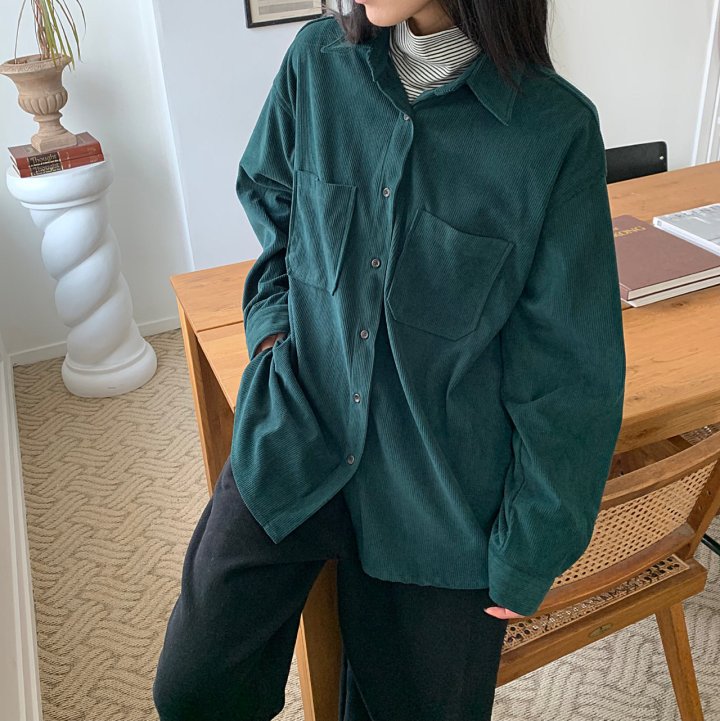 Cover - Korean Women Fashion - #momslook - Corduroy Loose Shirt - 4