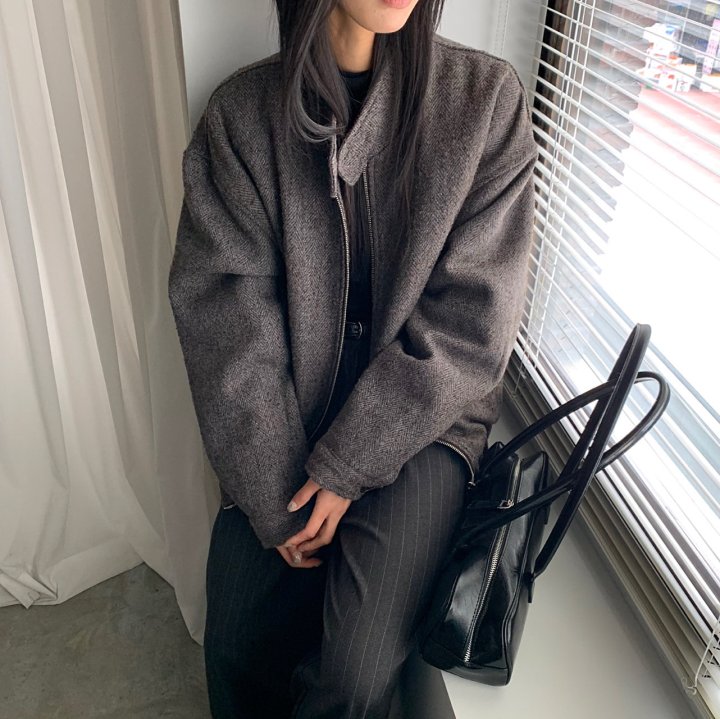 Cover - Korean Women Fashion - #womensfashion - Wool Herringbone Blouson - 10
