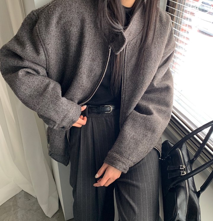 Cover - Korean Women Fashion - #womensfashion - Wool Herringbone Blouson - 6
