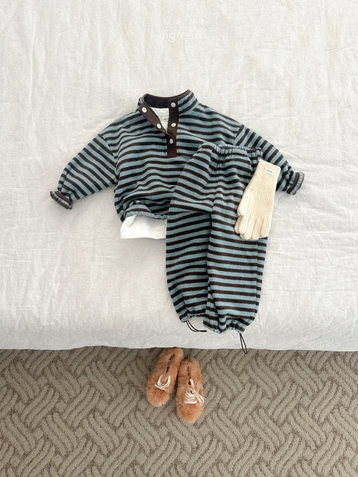 Digreen - Korean Children Fashion - #kidsshorts - Mint Choco Stripe Jogger Pants - 3