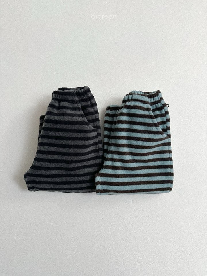 Digreen - Korean Children Fashion - #prettylittlegirls - Mint Choco Stripe Jogger Pants - 10