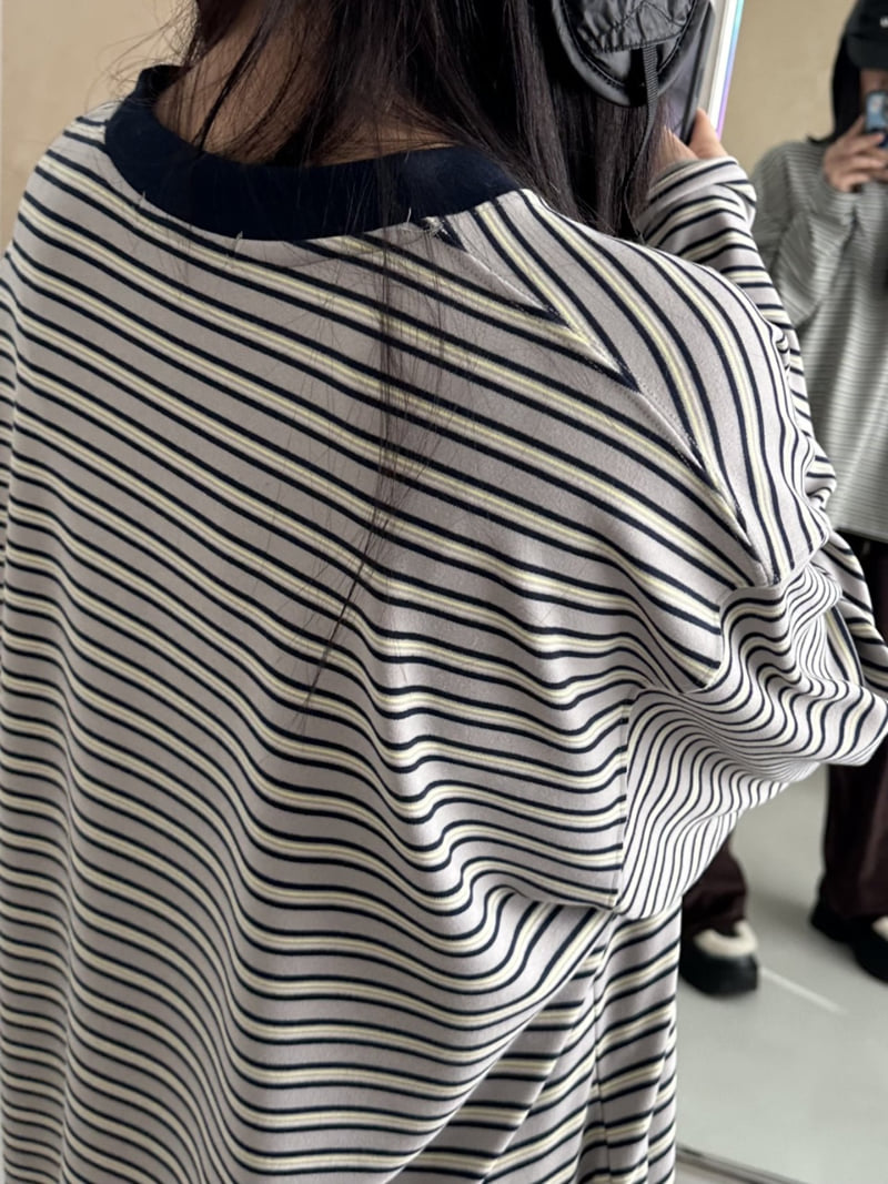 Dress U - Korean Women Fashion - #momslook - Peach Stripe Tee - 11