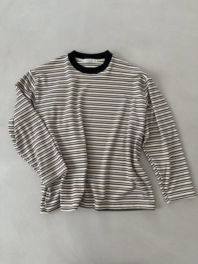 Dress U - Korean Women Fashion - #womensfashion - Peach Stripe Tee - 4