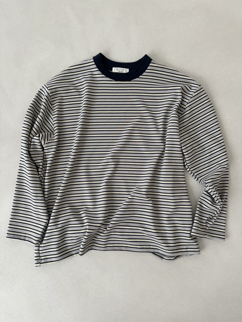 Dress U - Korean Women Fashion - #momslook - Peach Stripe Tee - 6