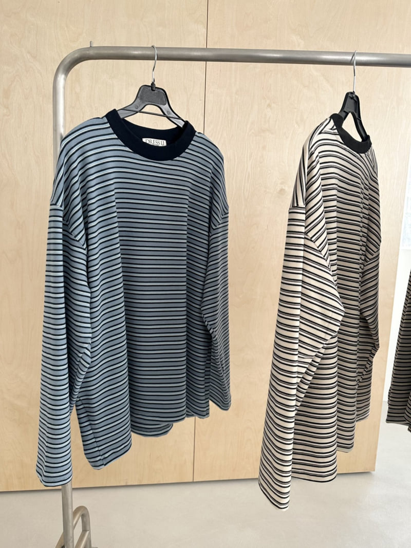 Dress U - Korean Women Fashion - #momslook - Peach Stripe Tee - 8