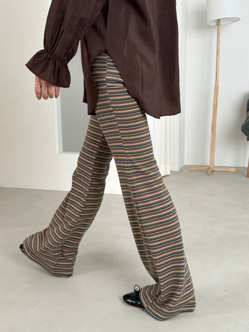 Dress U - Korean Women Fashion - #momslook - Warm Stripe Bootcut Pants - 6