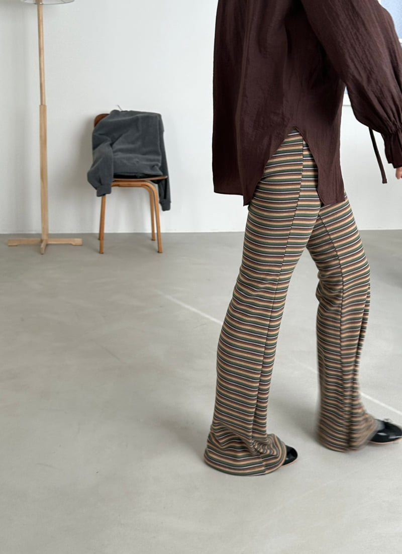 Dress U - Korean Women Fashion - #momslook - Warm Stripe Bootcut Pants - 9