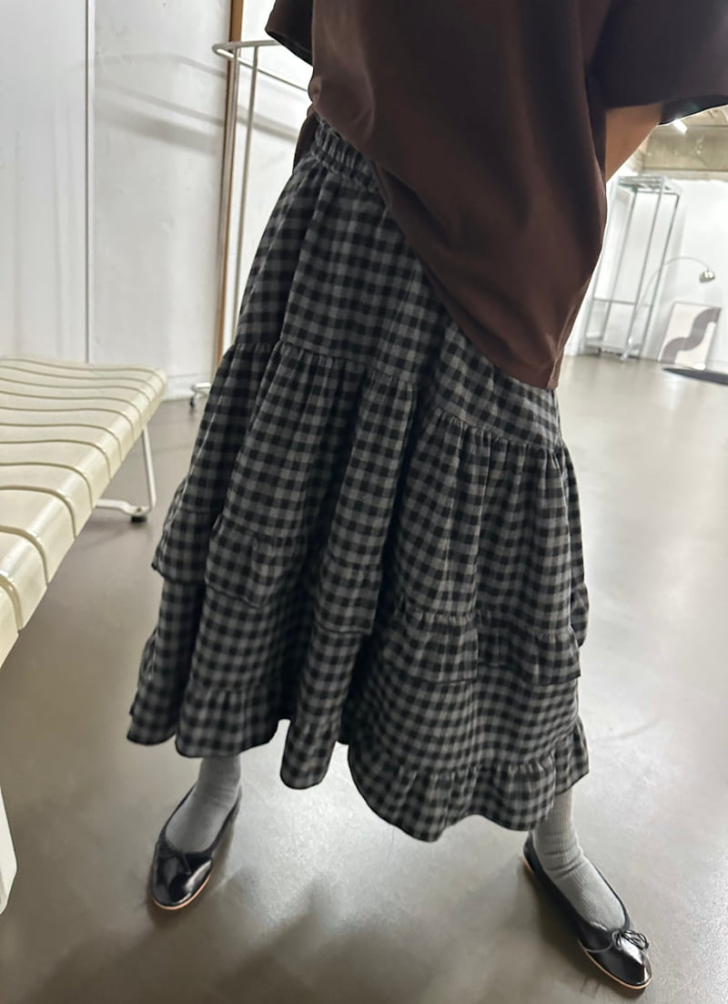 Dress U - Korean Women Fashion - #momslook - Check Brushed Skirt - 3