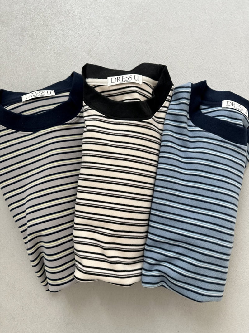Dress U - Korean Women Fashion - #womensfashion - Peach Stripe Tee