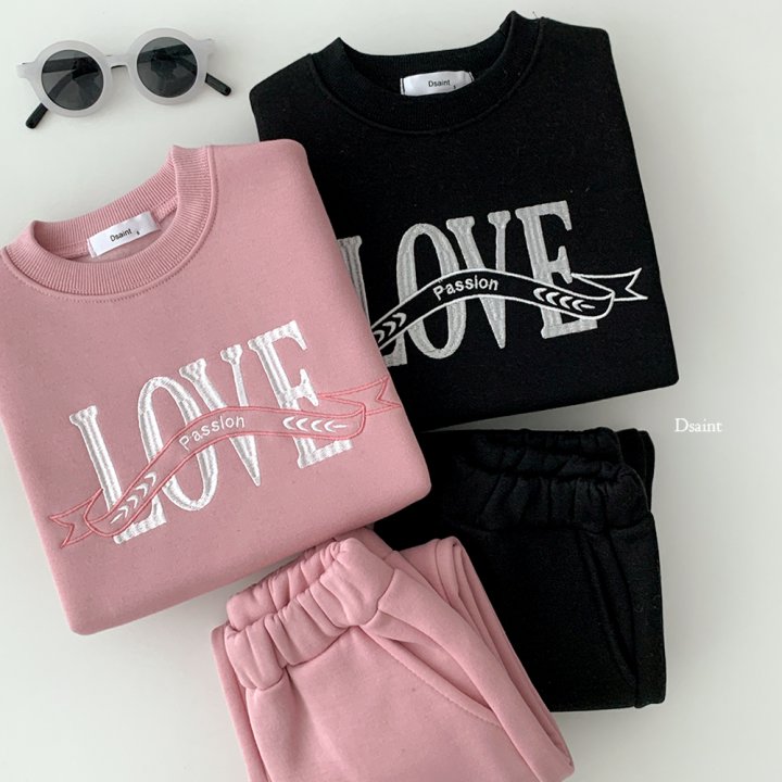 Dsaint - Korean Children Fashion - #Kfashion4kids - Love Wide Fleece Set - 8