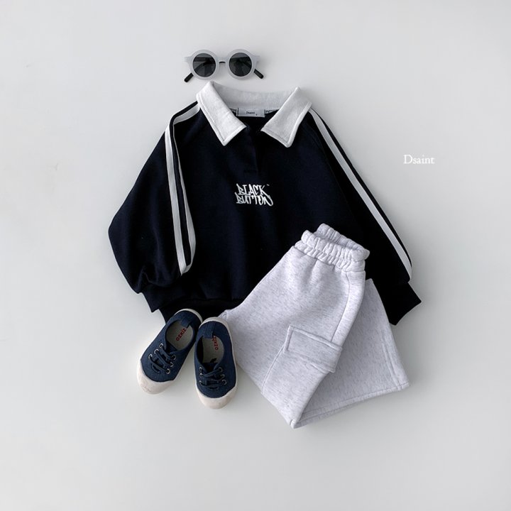Dsaint - Korean Children Fashion - #childofig - Double Line Collar Black Button Fleece Sweatshirt - 9