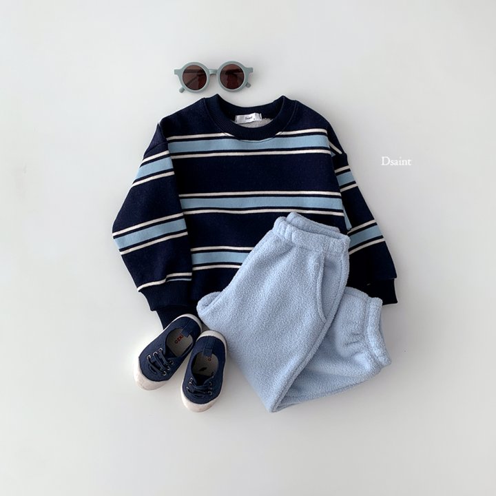 Dsaint - Korean Children Fashion - #childrensboutique - Stripe Double Fleece Sweatshirt - 9