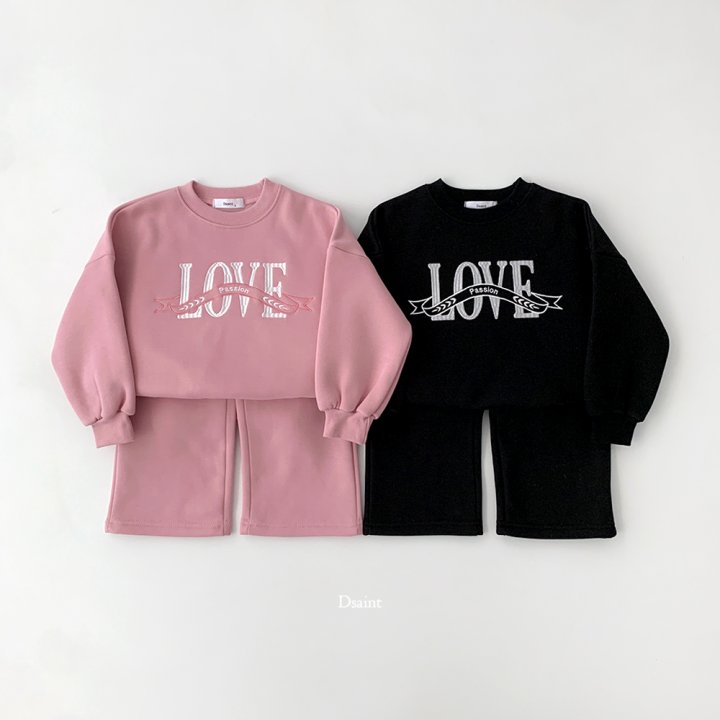 Dsaint - Korean Children Fashion - #childrensboutique - Love Wide Fleece Set