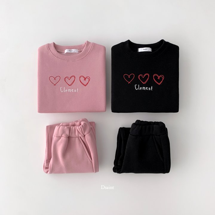 Dsaint - Korean Children Fashion - #childrensboutique - 3 Heart Wide Fleece Set