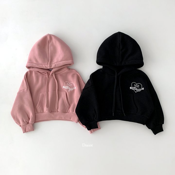 Dsaint - Korean Children Fashion - #childrensboutique - Heart Middle Ribbon Hoodie - 3