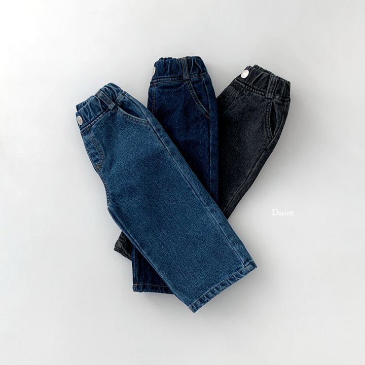 Dsaint - Korean Children Fashion - #designkidswear - Essential Fleece Wide Denim Pants - 3