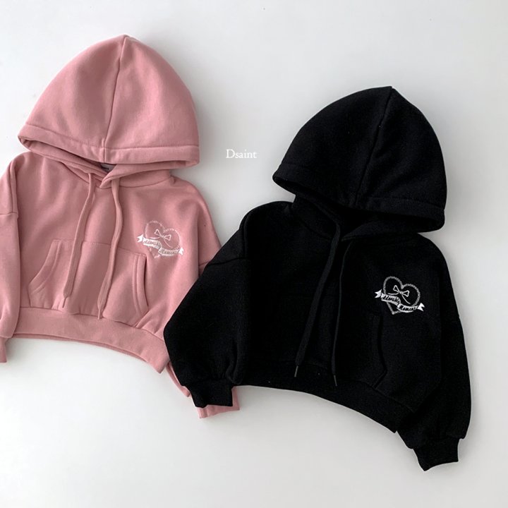 Dsaint - Korean Children Fashion - #childrensboutique - Heart Middle Ribbon Hoodie - 4