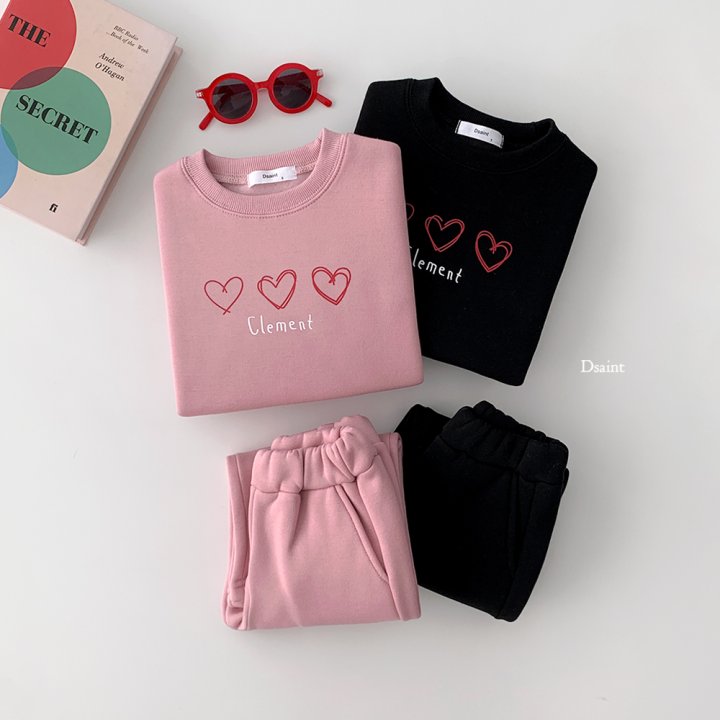 Dsaint - Korean Children Fashion - #discoveringself - 3 Heart Wide Fleece Set - 3