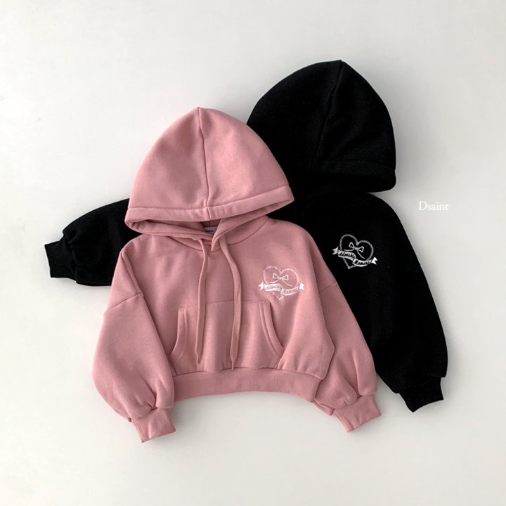 Dsaint - Korean Children Fashion - #discoveringself - Heart Middle Ribbon Hoodie - 5