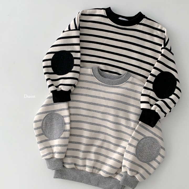 Dsaint - Korean Children Fashion - #discoveringself - Stripe Fleece Sweatshirt - 3