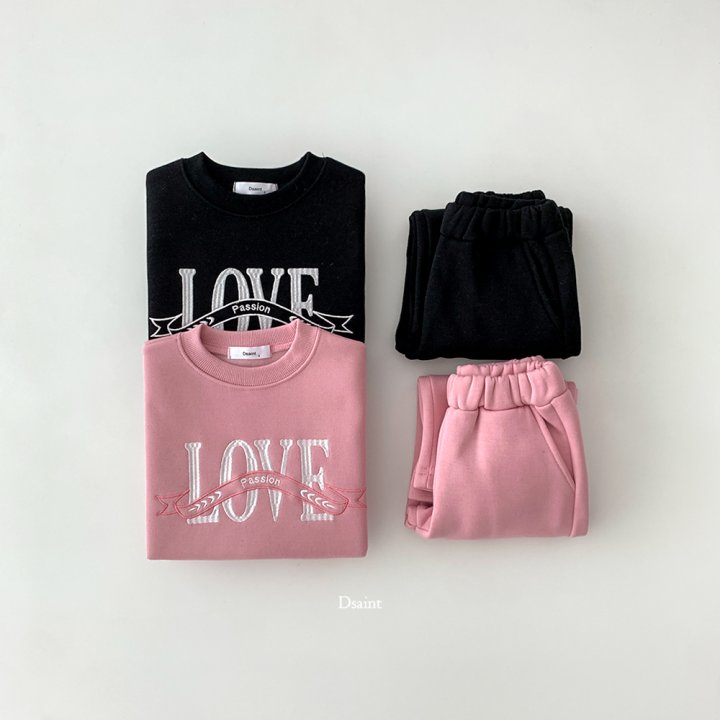 Dsaint - Korean Children Fashion - #discoveringself - Love Wide Fleece Set - 4
