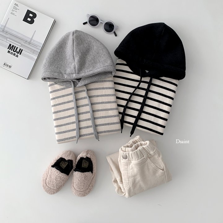 Dsaint - Korean Children Fashion - #fashionkids - Stripe Fleece Hoodie - 5