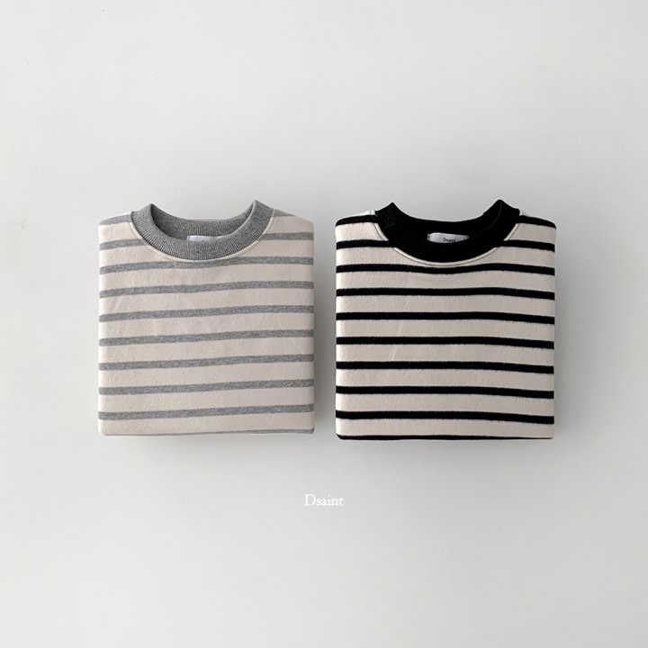 Dsaint - Korean Children Fashion - #discoveringself - Stripe Fleece Sweatshirt - 4